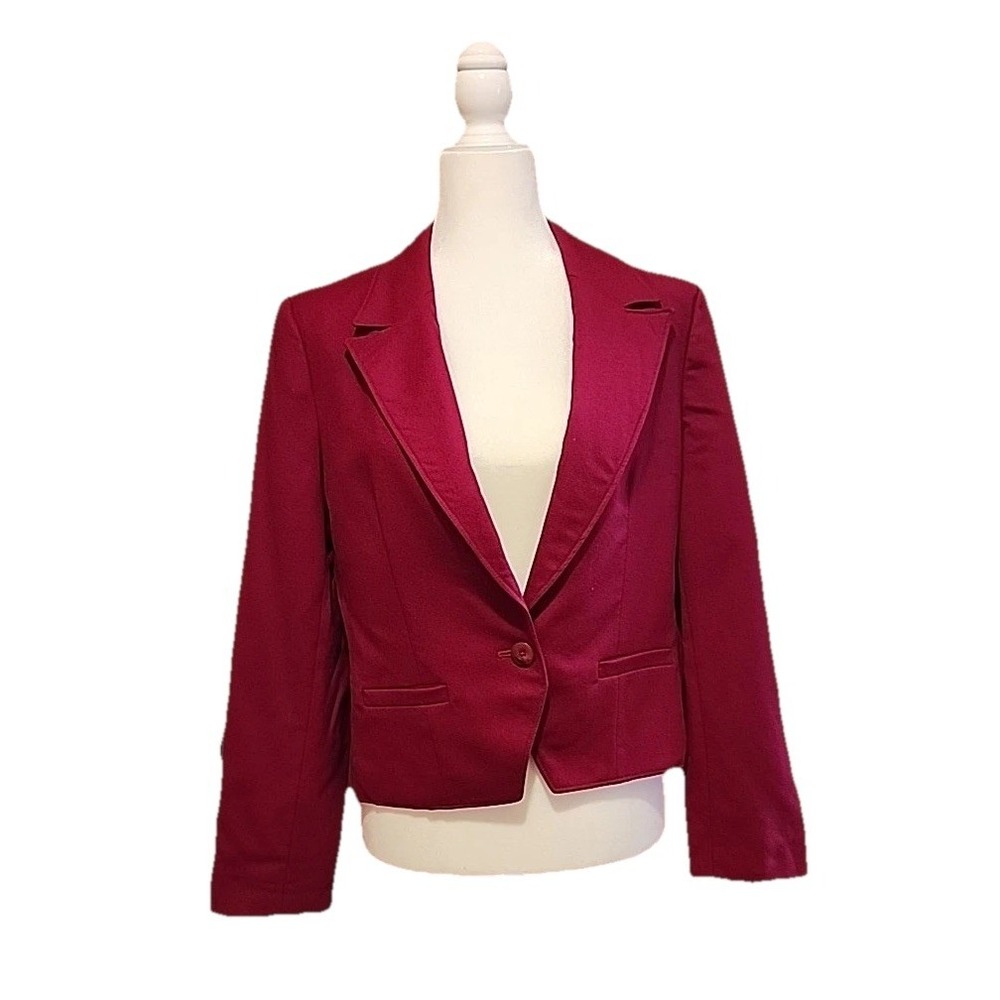 VTG Miss Pendleton Womens Cropped Blazer Sz 10 Red Wool Jacket Capsule Career